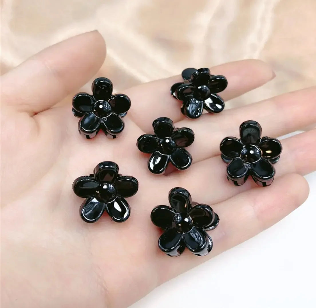 Mini Flower Hair Claw Clip | Acrylic Barrette for Women Hair Claw Clip QXL Black