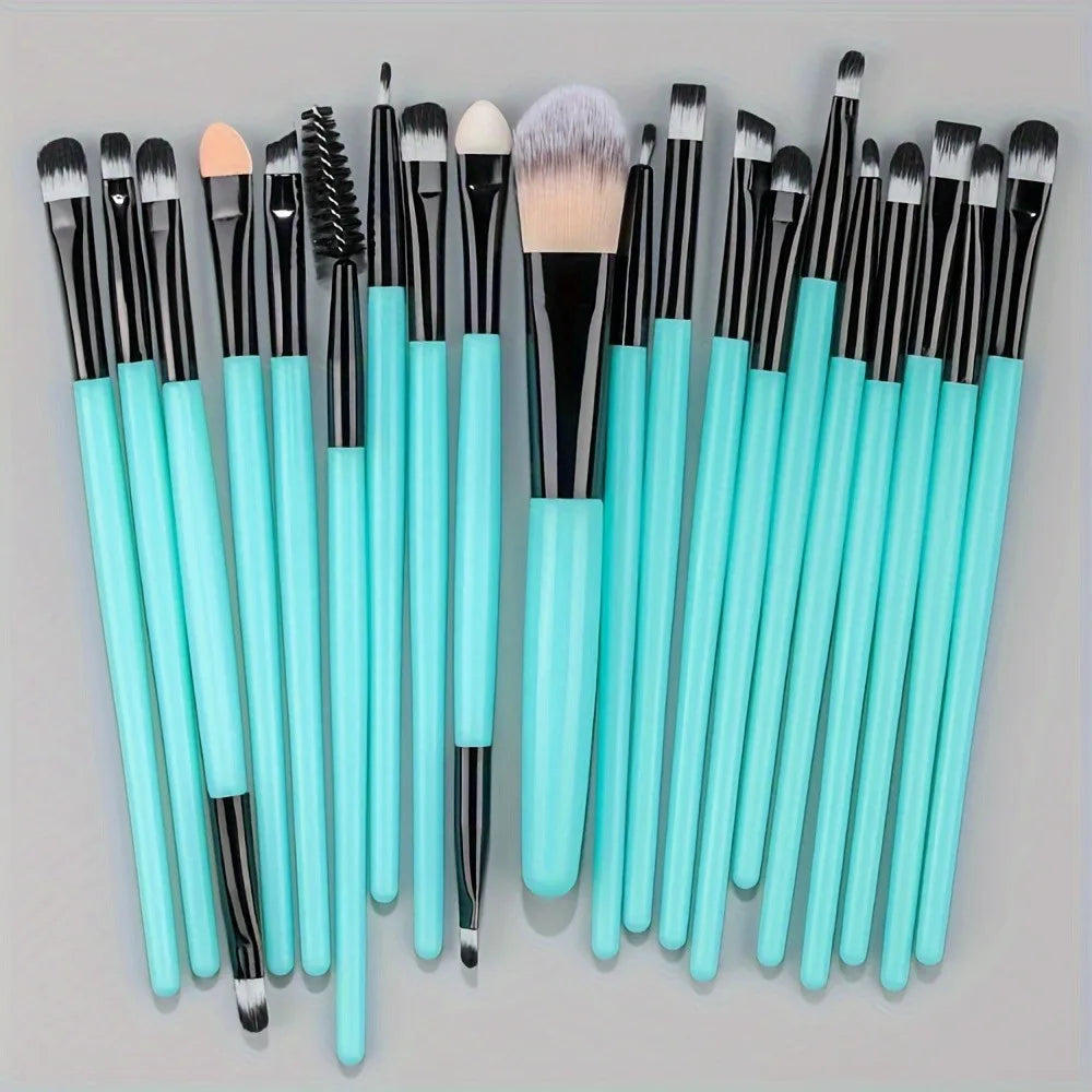 20-Piece Vegan Makeup Brush Set | Foundation, Contour & Eye Makeup Brush Set QXL green
