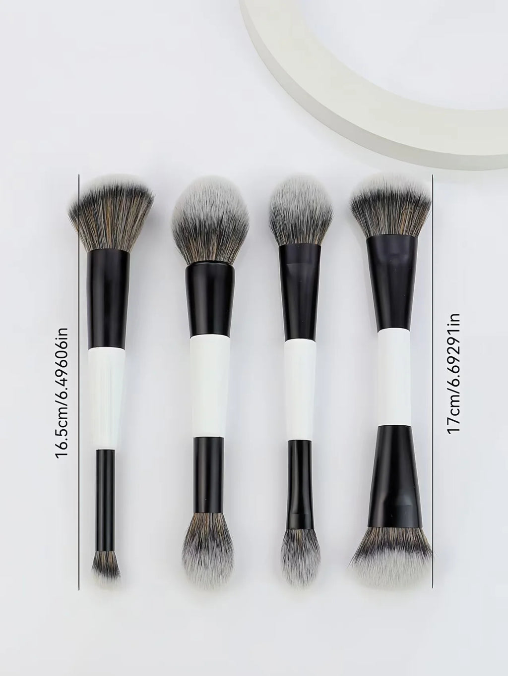4 Double-Ended Makeup Brushes | 8-in-1 Blush & Foundation Set Makeup Brush Set QXL