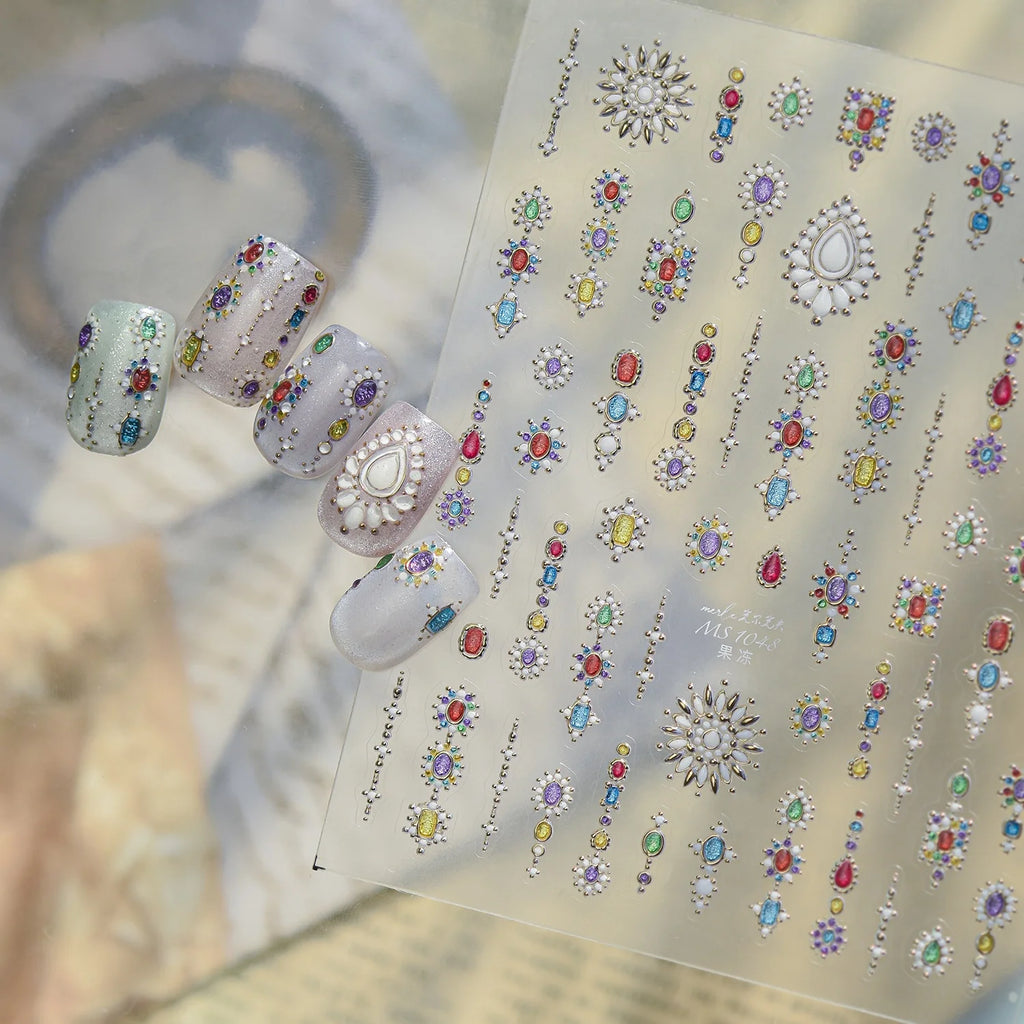 5D Rhinestone Nail Stickers | Gem Chain Flower Decals – NAILFYOU Nail Art Stickers QXL