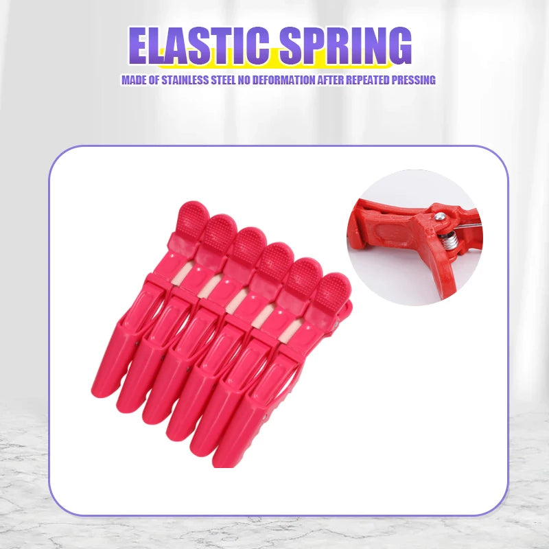6-Pack Colorful Alligator Hair Clips | Salon Styling Clamps Hair Styling Clips QXL