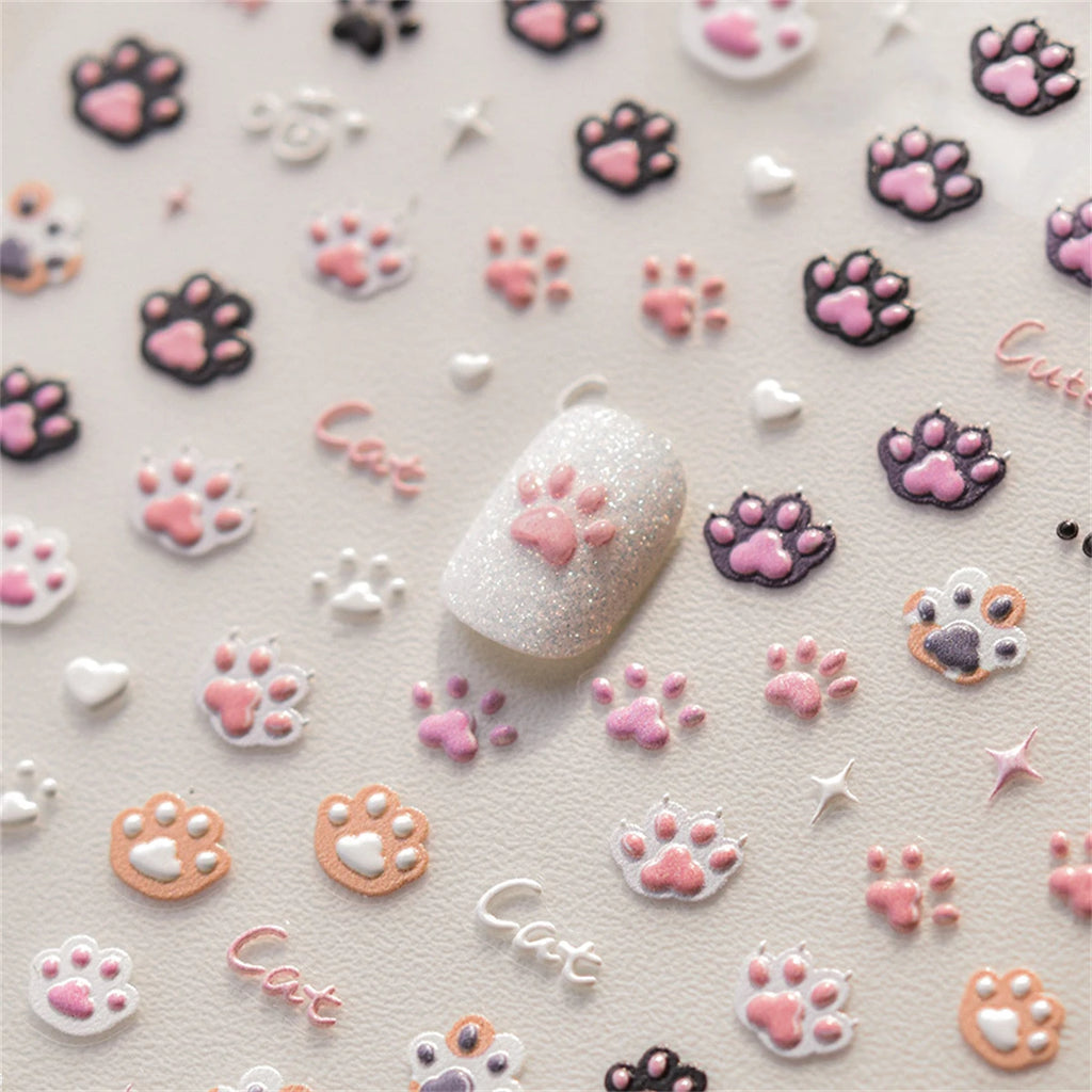 5D Kawaii Cat Claw Nail Art Stickers | Japanese Decals DIY Nail Art Stickers QXL
