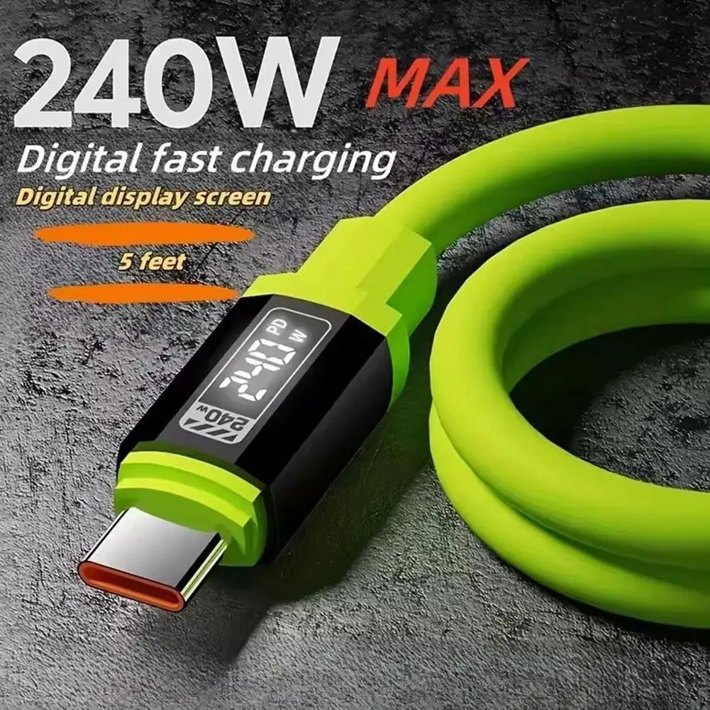 240W USB-C Fast Charging Cable 2M | Silicone, E-Marker Chip USB-C Charging Cable QXL