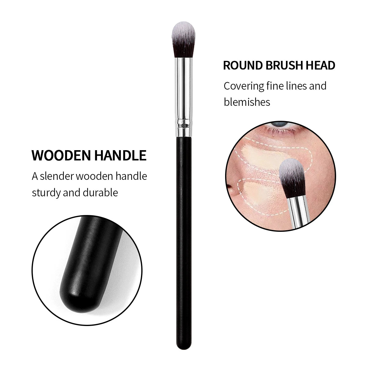 KOSSHOW Precision Concealer Brush – Nylon & Wood Handle Concealer Brush QXL