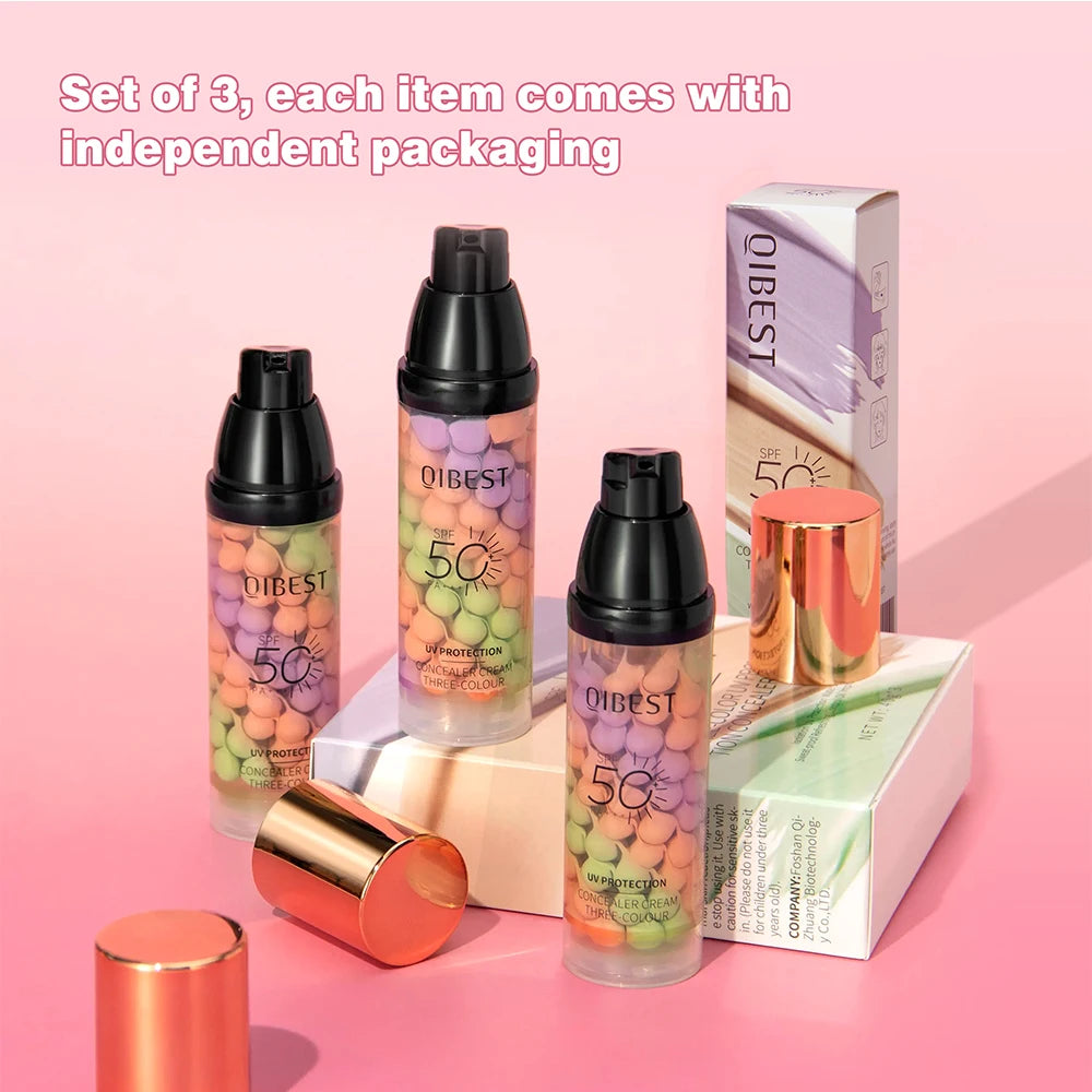 QiBest 3-PC Concealer, Primer & Foundation Set | Brightening Foundation & Primer Set QXL 3 pack
