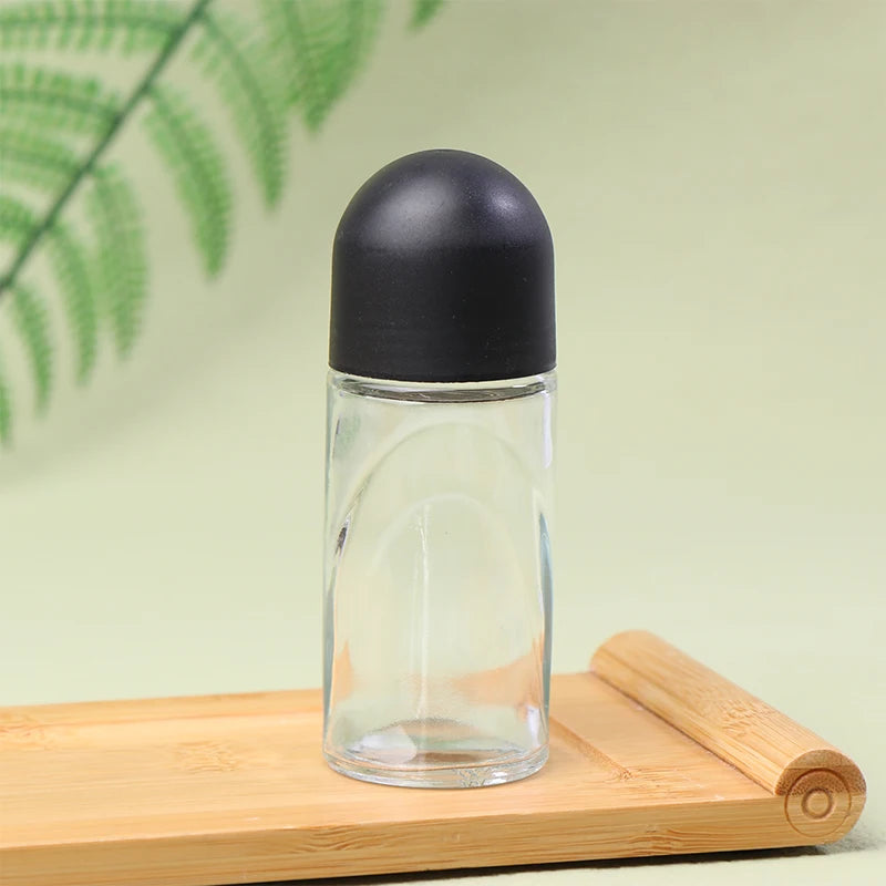 50ml Clear Glass Roll-On Bottle | Perfume & Essential Oil Glass Roller Bottle QXL Black