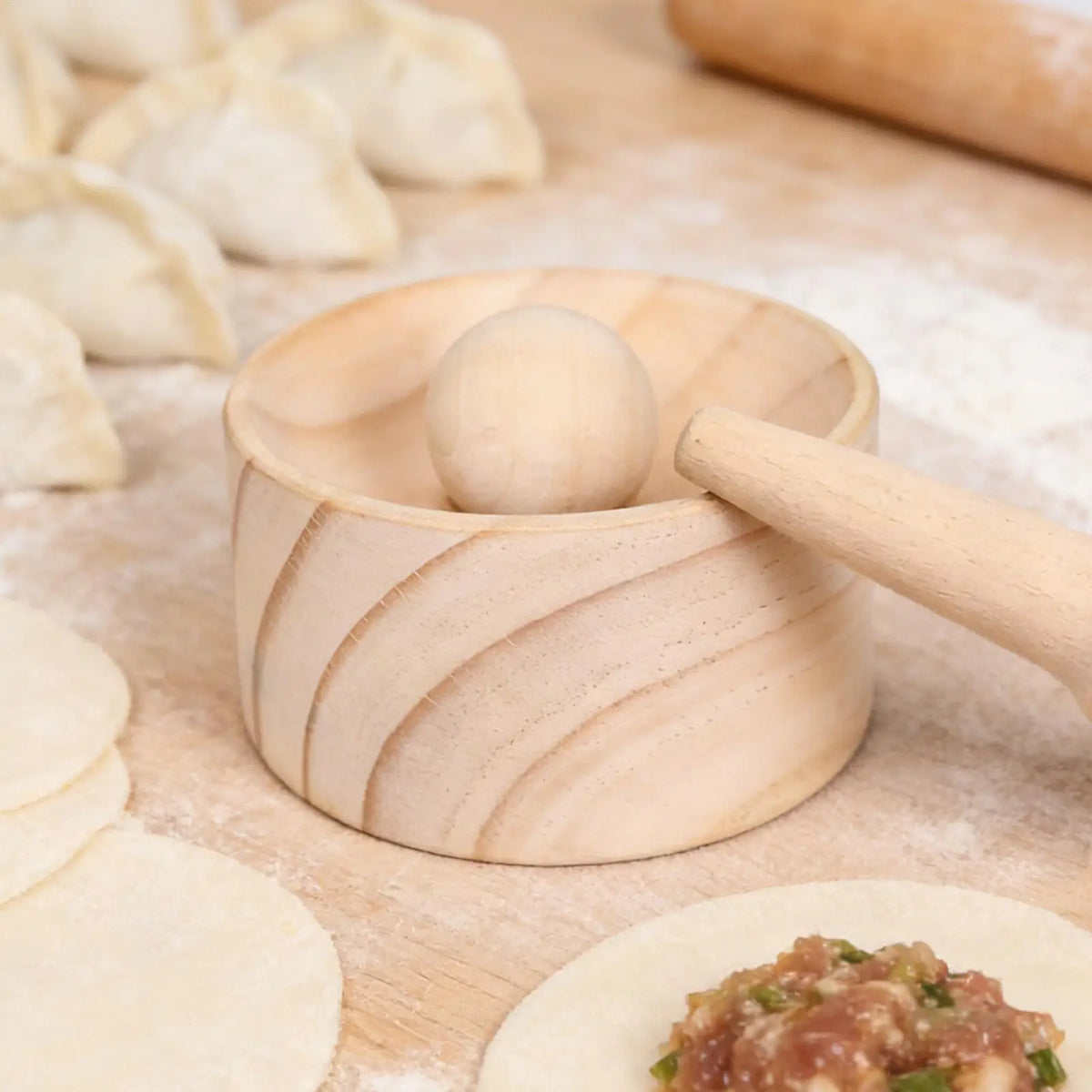 Wood Dumpling Wrapper Press Maker | Non-Stick Rolling Mold Dumpling Press Maker QXL