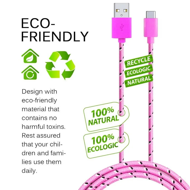 Nylon Braided USB-A to USB-C Cable 2A Fast Charge | 0.5M–3M USB-C Charging Cable QXL