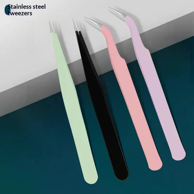 Stainless Steel Eyelash Extension Tweezers – Curved & Straight Eyelash Tweezers QXL
