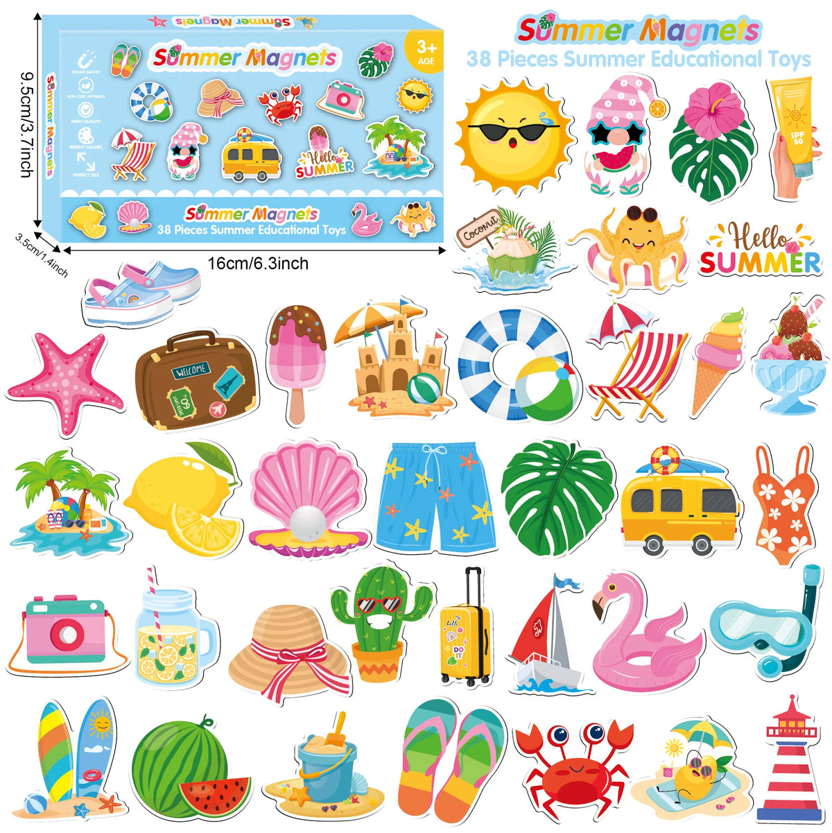 43-Pc Magnetic Fruits & Vegetables Learning Toy | Kids Ages 3+ Educational Magnet Set QXL Style 3 38PCS