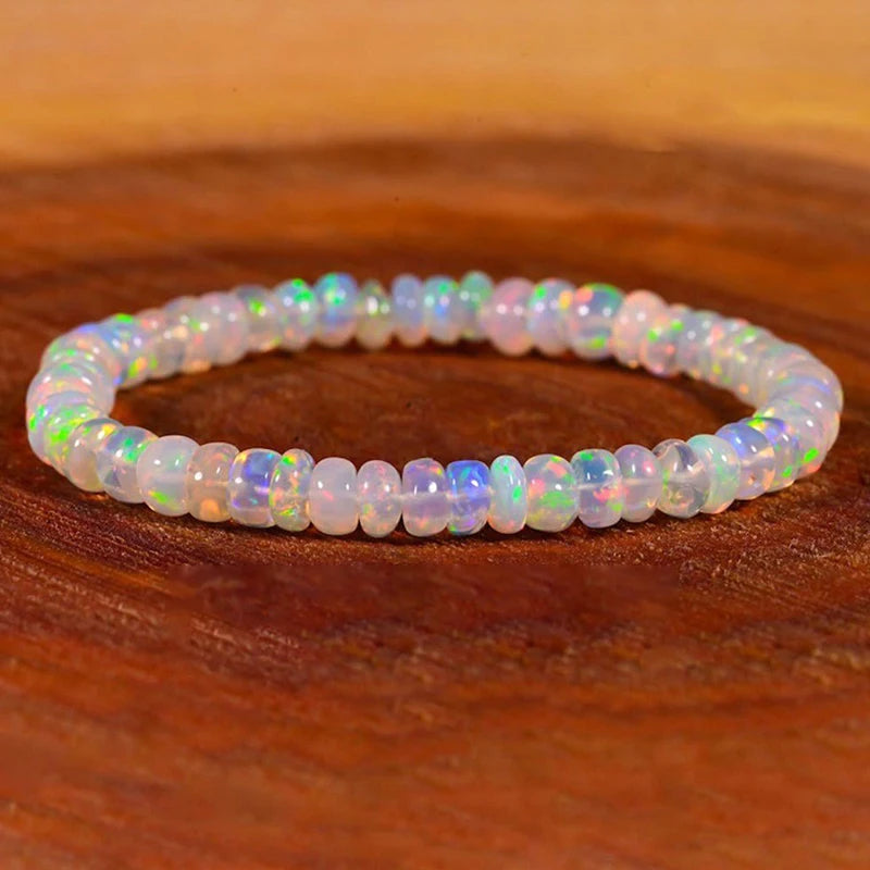 Opal Crystal Stretch Bracelet | 8mm Natural Stone Beads Women Stone Bead Bracelet QXL