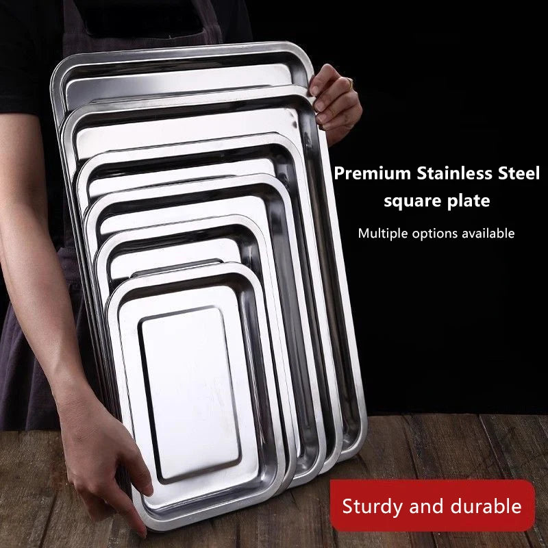 304 Stainless Steel Rectangle Serving Tray | BBQ & Kitchen Stainless Steel Serving Tray QXL