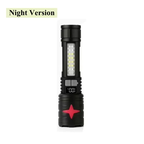 High Power LED Flashlight | Type-C Rechargeable Zoomable Torch LED Rechargeable Flashlight QXL Night Version