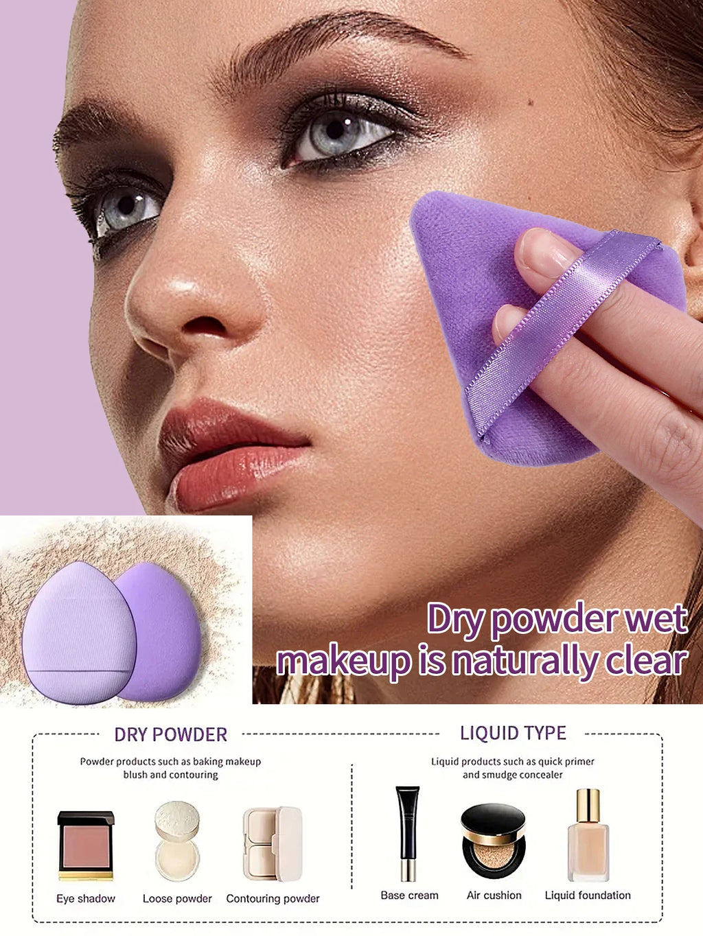 16-Piece Eye Makeup Brush Set with Powder Puffs – Purple Eye Makeup Brush Set QXL
