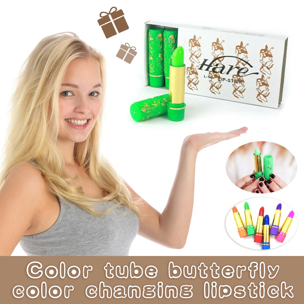 6-Pack Color-Changing Moisturizing Lipstick Set | Butterfly Tube Color-Changing Lipstick QXL