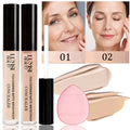 2-Pack Waterproof Matte Liquid Concealer + Puff | Full Coverage Liquid Concealer Set QXL 0102
