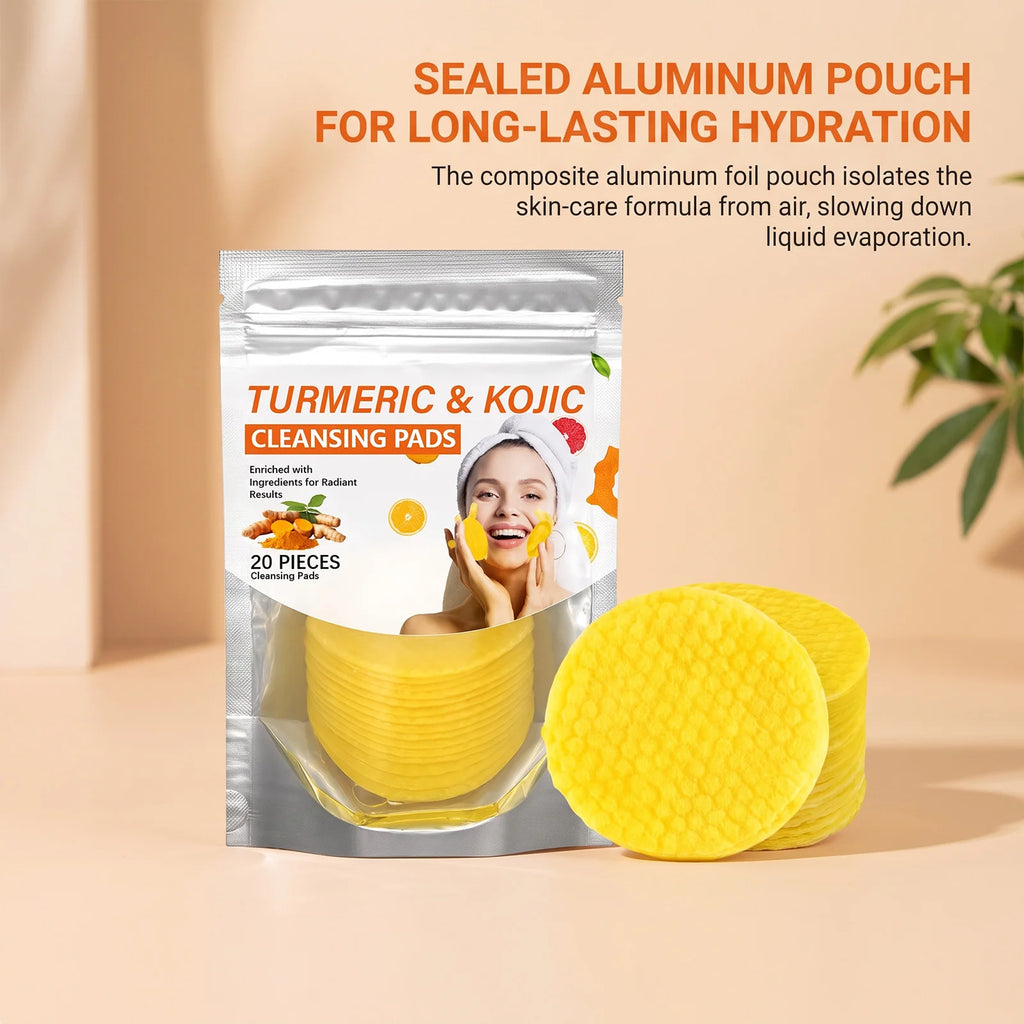 20-Pack Turmeric Cleansing Pads | Brighten & Hydrate Skin Facial Cleansing Pads QXL