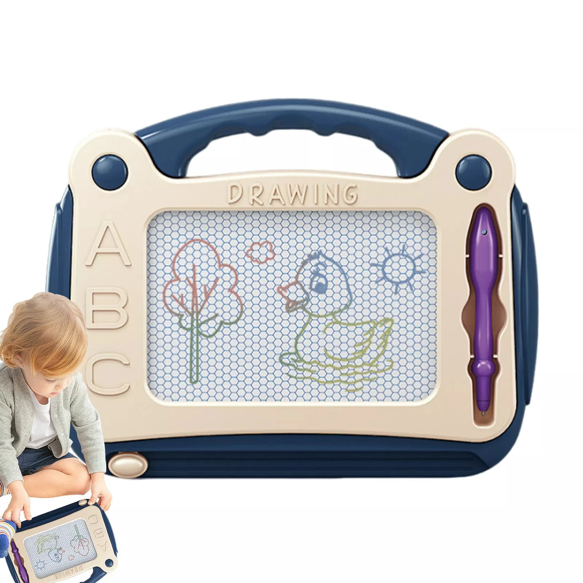 Kids Magnetic Drawing Board | Etch Sketch Toy Ages 3–12 Magnetic Drawing Board QXL Small-Blue