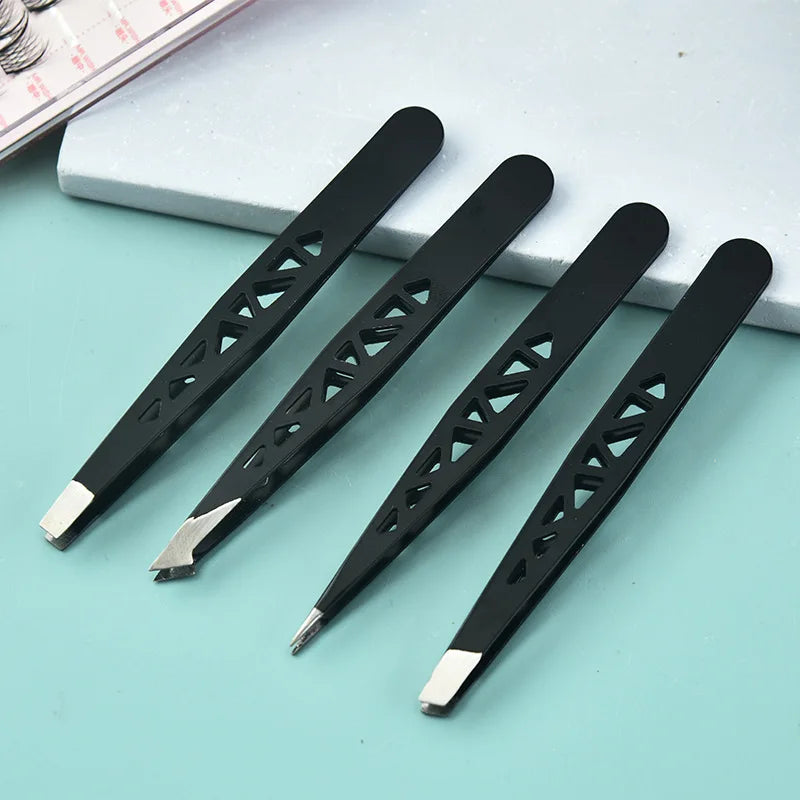 4-Pc Stainless Steel Eyebrow Tweezers & Lash Tool Set Tweezer Beauty Set QXL