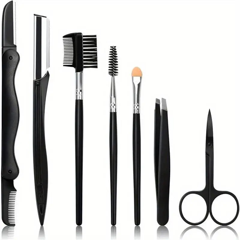 17-Pc Stainless Steel Eyebrow Grooming Kit with Carry Bag Eyebrow Grooming Kit QXL