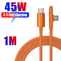 45W Right Angle USB-C Nylon Braided Fast Charging Cable USB-C Charging Cable QXL 1m