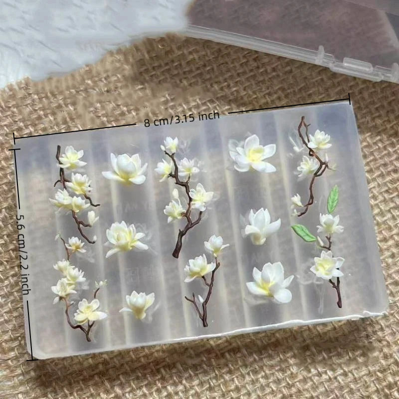 3D Magnolia Silicone Nail Art Mold | Floral Carving Template Silicone Nail Mold QXL