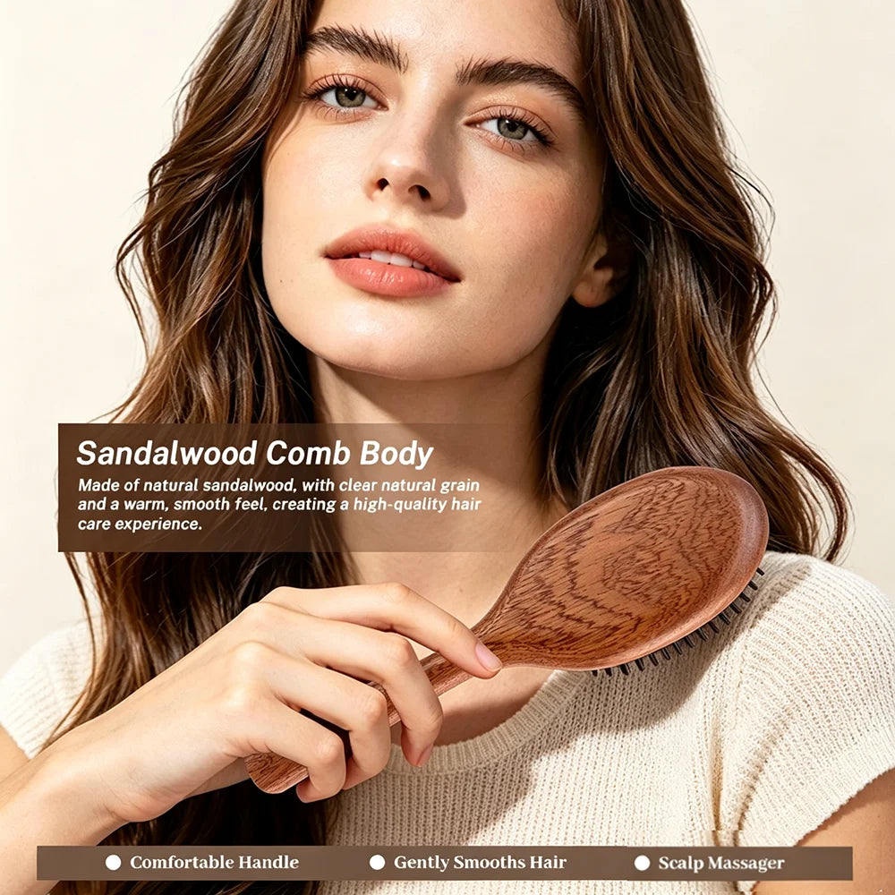 Wooden Bamboo Hair Brush – Airbag Cushion Scalp Massage Comb Hair Brush QXL