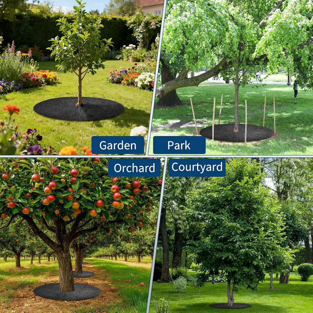 Tree Mulch Ring Weed Control Mat | Non-Woven Root Protector Garden Weed Control Mat QXL