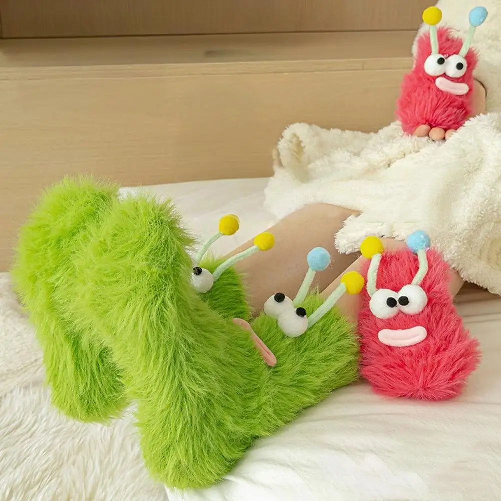 3D Cartoon Eyes Fluffy Plush Socks – Women's Cozy Xmas Gift Novelty Plush Socks QXL