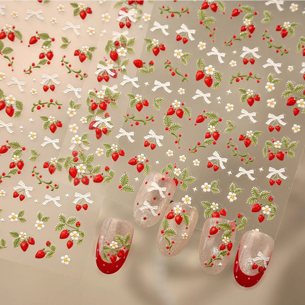 Spring Strawberry Vine 5D Nail Art Stickers & Decals DIY Nail Art Stickers QXL