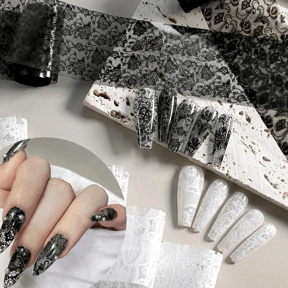 10-Roll Lace Nail Transfer Foils | Flower Pattern Sticker Set Nail Transfer Foils QXL