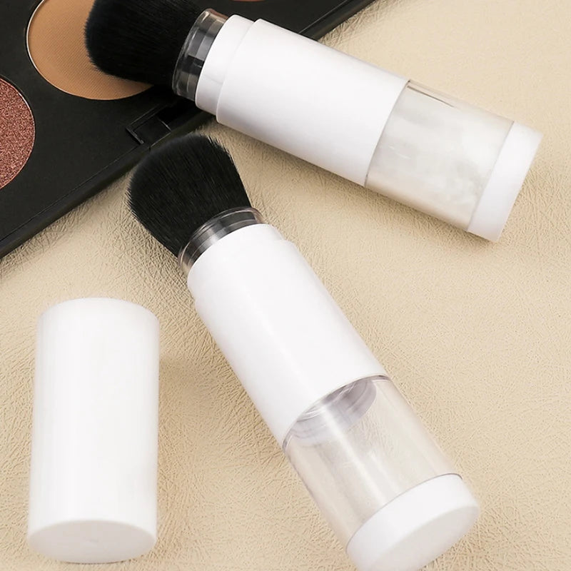 2-in-1 Travel Powder Brush with Refillable Loose Powder Case Travel Powder Brush QXL