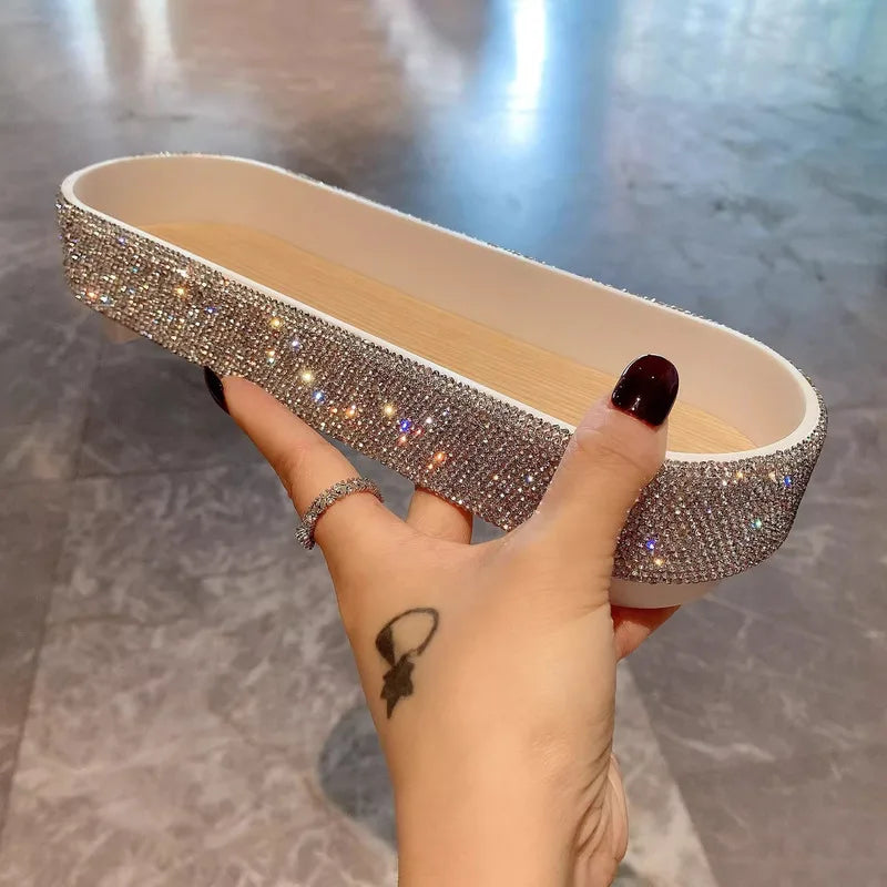 Diamond-Encrusted Acrylic Makeup & Perfume Storage Tray Decorative Storage Tray QXL