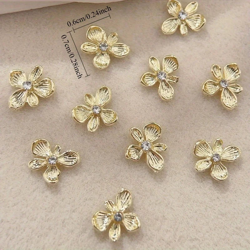 20-Pack Mini Flower Nail Charms with Rhinestones | DIY Nail Art Nail Art Charms QXL