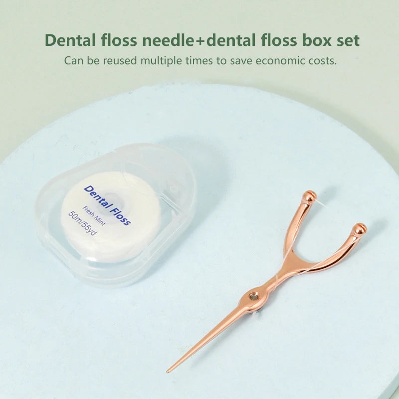 Reusable Stainless Steel Y-Shape Dental Floss Holder Set Dental Floss Holder QXL