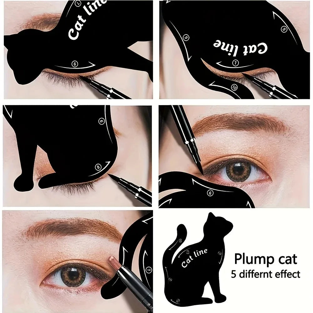 2-Pc Reusable Cat Eye & Smokey Eye Eyeliner Stencil Set Eyeliner Stencil Set QXL
