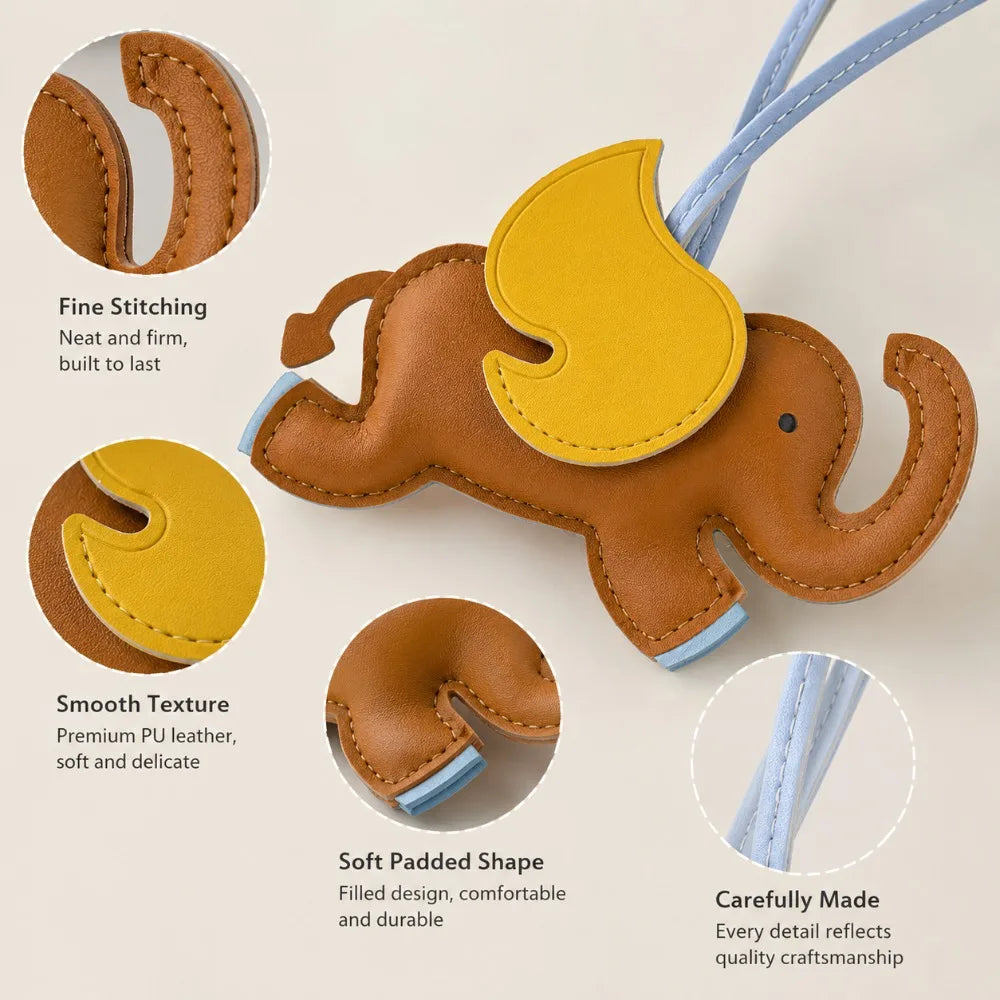 Elephant Bag Charm PU Leather Keychain Pendant | Gift for Her Bag Charm Keychain QXL