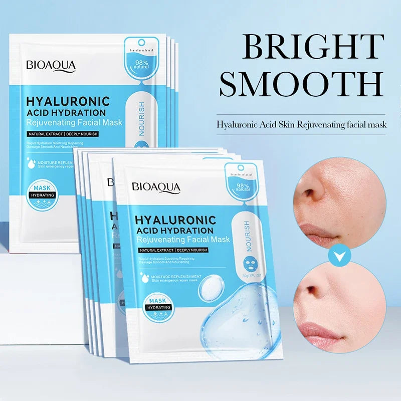 BIOAQUA Hyaluronic Acid Sheet Face Masks 10-Pack – Hydrating Hydrating Sheet Mask QXL