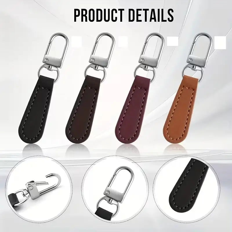 4-Pack Leather & Metal Zipper Pulls – Detachable, 4 Colors, 69mm Zipper Pulls QXL