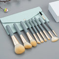 Ronshadow 9-Pc Makeup Brush Set with Snap Storage Bag Makeup Brush Set QXL Blue