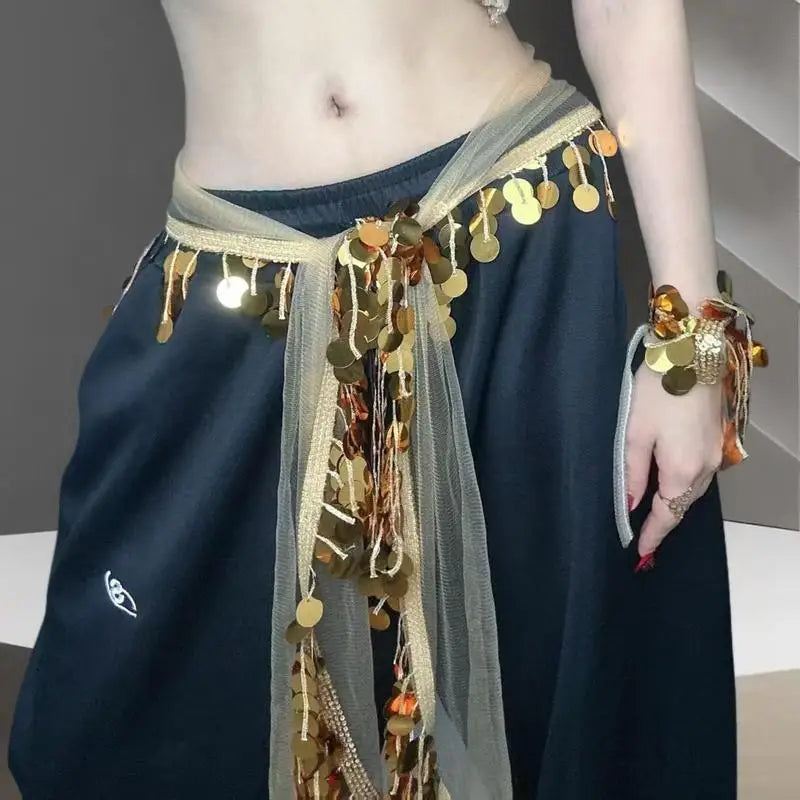 Sequined Tassel Waist Belt | Belly Dance & Hip Hop Chain Dance Waist Belt QXL