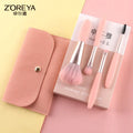 ZOREYA 4-Piece Mini Makeup Brush Set | Colorful Beginner Kit Mini Makeup Brush Set QXL Pink storage bag