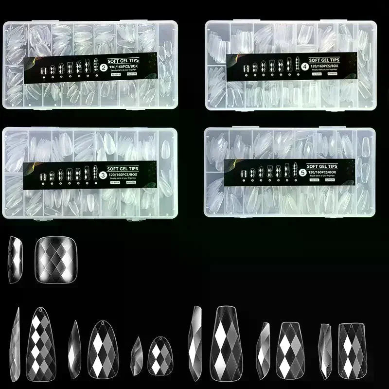 160-Pc Press-On False Nails | Almond Ballet Square Full Cover Press-On False Nails QXL