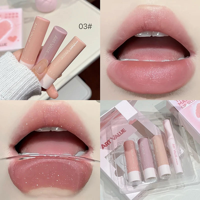 Art Value 4-Pc Matte Liquid Lipstick & Lip Balm Oil Set Lip Makeup Set QXL
