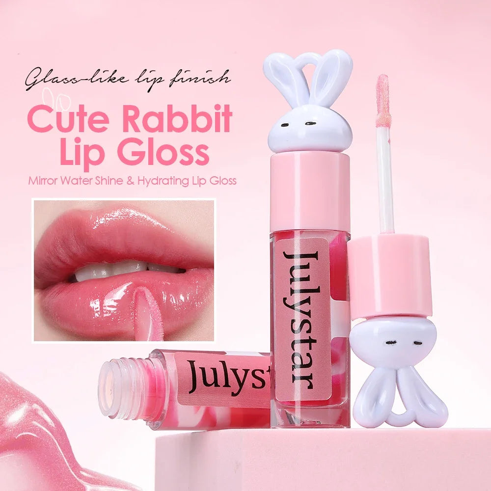 Julystar Kawaii Rabbit Lip Gloss | Glitter Moisturizing Lip Gloss QXL