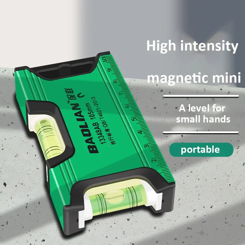 Mini Magnetic Bubble Level 100–200mm | Aluminum Pocket Level Magnetic Bubble Level QXL