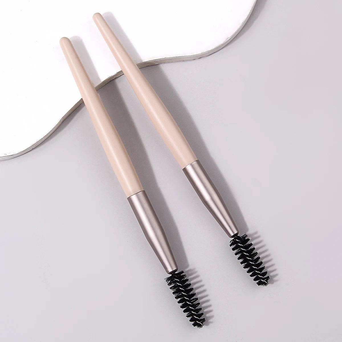 KOSSHOW 2-Pc Eyebrow & Eyelash Brush Set | Wooden Handle Eyebrow & Lash Brush QXL