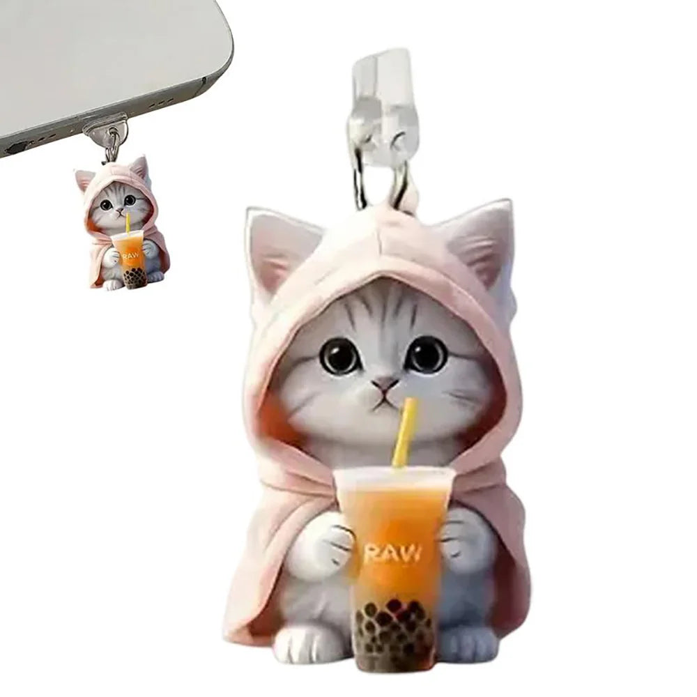 Cartoon Cat Dust Plug Pendant | iPhone & USB-C Charm Phone Dust Plug Charm QXL