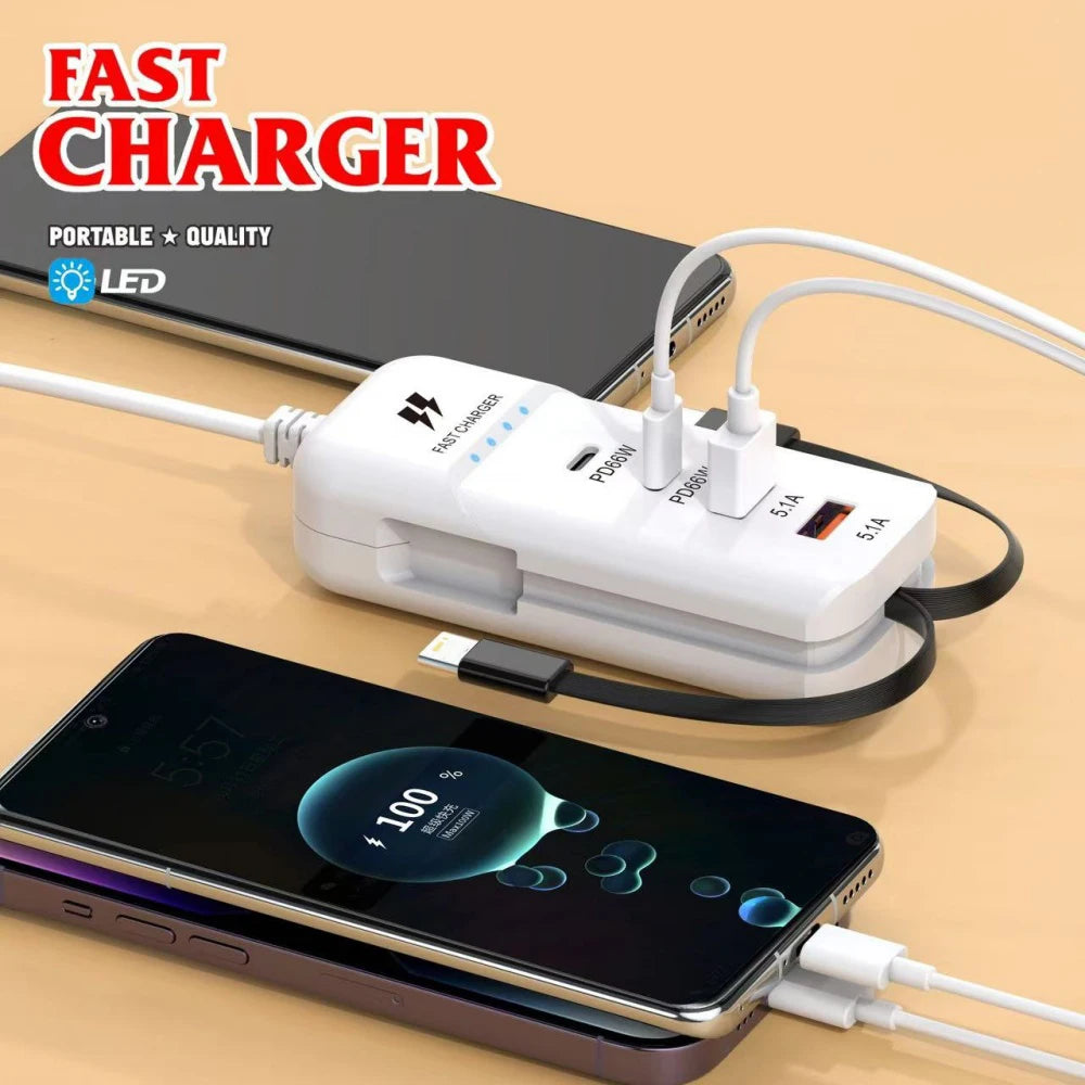 4-Port PD Fast Charger Wall Adapter | USB-C EU US UK Plug USB Wall Charger QXL