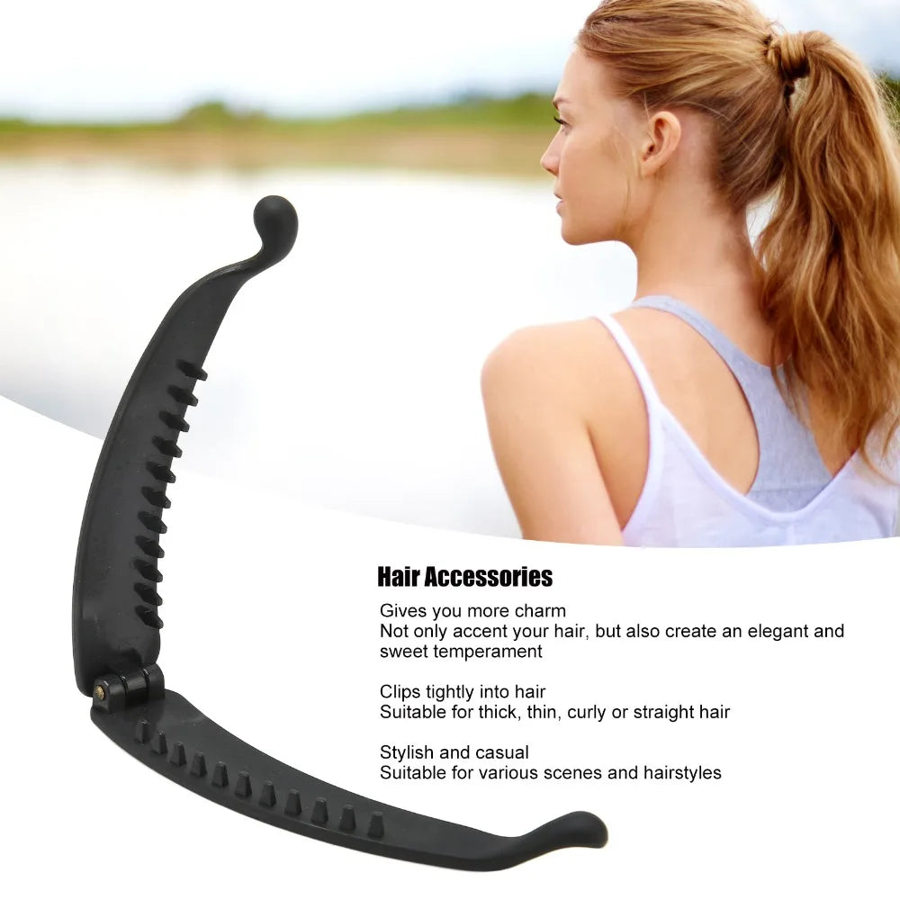 10-Pack Black Banana Hair Clips | Flexible Ponytail Holder Banana Hair Clip QXL